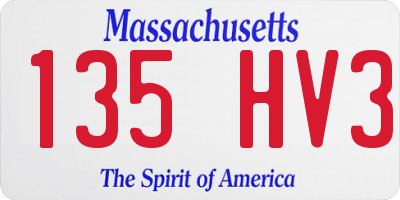 MA license plate 135HV3