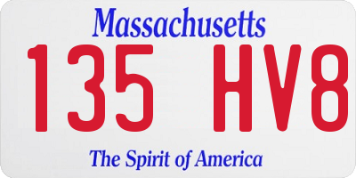 MA license plate 135HV8