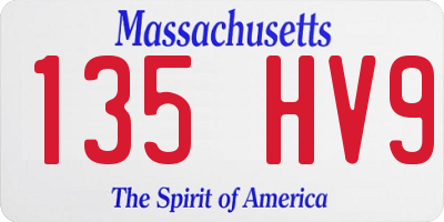 MA license plate 135HV9