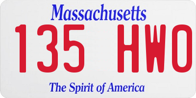 MA license plate 135HW0