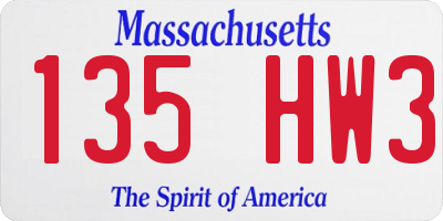 MA license plate 135HW3