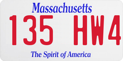 MA license plate 135HW4