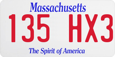 MA license plate 135HX3