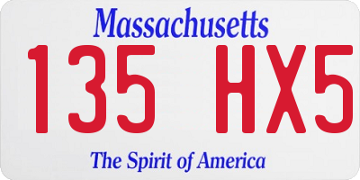 MA license plate 135HX5