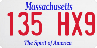 MA license plate 135HX9