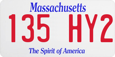 MA license plate 135HY2