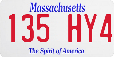 MA license plate 135HY4