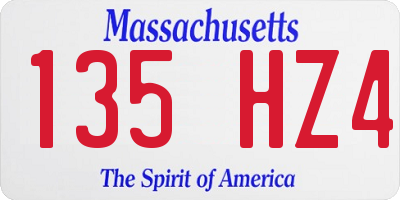 MA license plate 135HZ4
