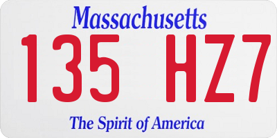 MA license plate 135HZ7