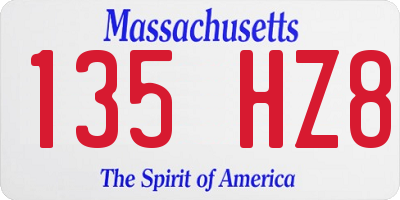 MA license plate 135HZ8