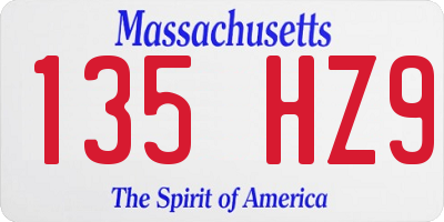 MA license plate 135HZ9