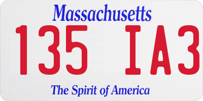 MA license plate 135IA3