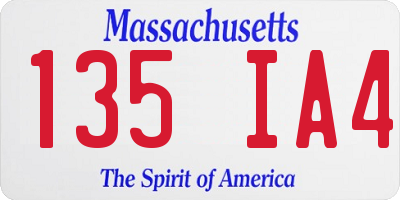 MA license plate 135IA4