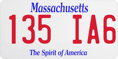 MA license plate 135IA6