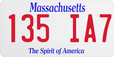 MA license plate 135IA7