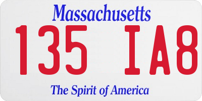 MA license plate 135IA8