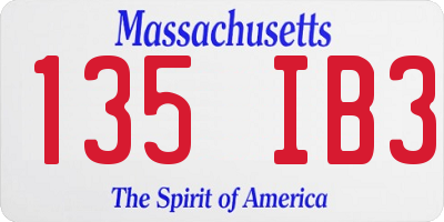 MA license plate 135IB3