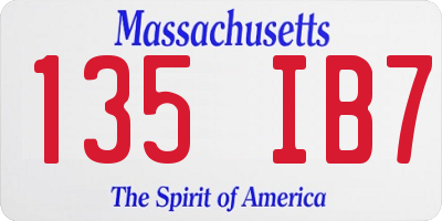 MA license plate 135IB7