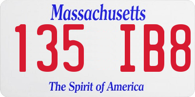 MA license plate 135IB8