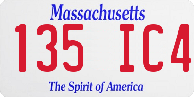 MA license plate 135IC4