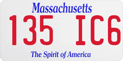 MA license plate 135IC6