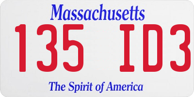 MA license plate 135ID3