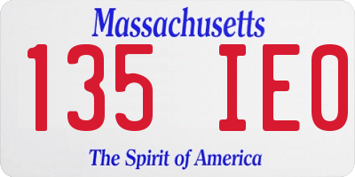 MA license plate 135IE0