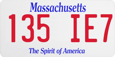 MA license plate 135IE7