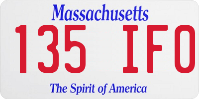 MA license plate 135IF0