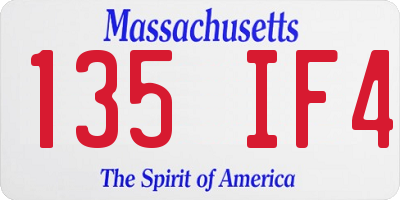 MA license plate 135IF4