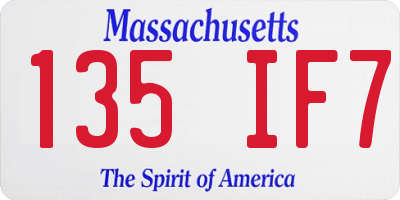 MA license plate 135IF7