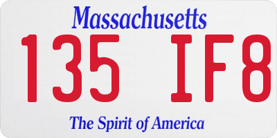 MA license plate 135IF8