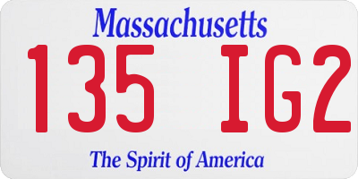 MA license plate 135IG2