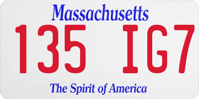 MA license plate 135IG7
