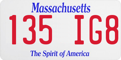 MA license plate 135IG8