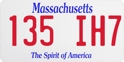 MA license plate 135IH7
