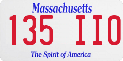 MA license plate 135II0