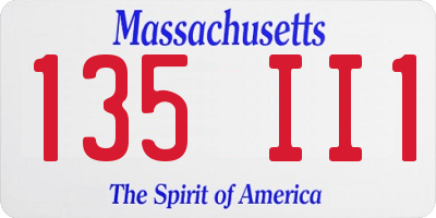 MA license plate 135II1
