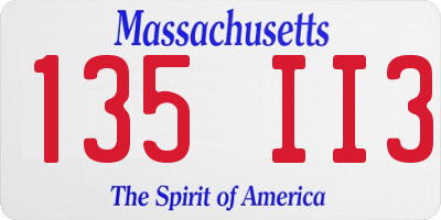 MA license plate 135II3