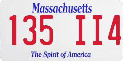 MA license plate 135II4