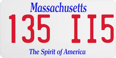 MA license plate 135II5