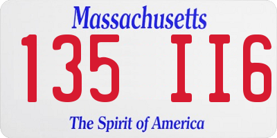 MA license plate 135II6