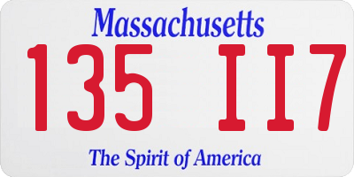 MA license plate 135II7