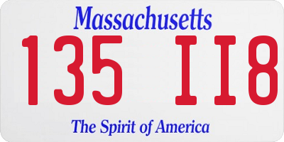 MA license plate 135II8