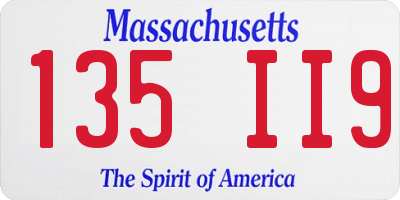 MA license plate 135II9