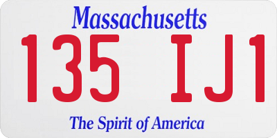 MA license plate 135IJ1