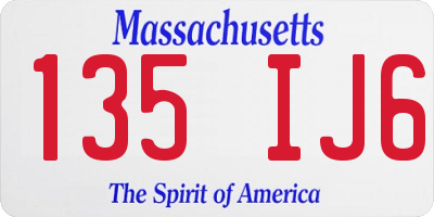 MA license plate 135IJ6