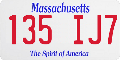 MA license plate 135IJ7