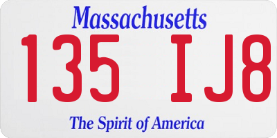MA license plate 135IJ8