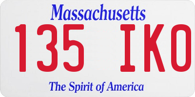 MA license plate 135IK0